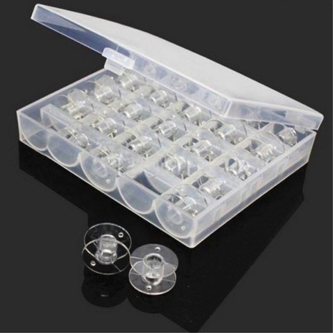 Hot sell 25Pcs/Set Empty Bobbins Sewing Machine Spools Clear Plastic Case Storage Box for Home Sewing 5BB5310-1 ► Photo 1/4
