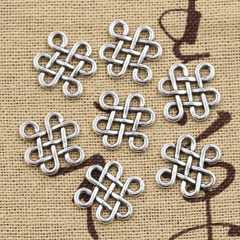 20pcs Charms Chinese Knot Connector 17x14mm Antique Silver Color Plated Pendants Making DIY Handmade Tibetan Finding Jewelry ► Photo 1/2