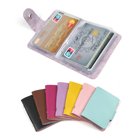 Fashion 24 Bits Useful Business Credit Card Holder PU Leather Buckle Cards Holders Organizer Manager For Women Men Free Shipping ► Photo 1/6