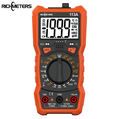 RICHMETERS RM113A NCV Digital Multimeter 2000 counts HFE AC/DC voltage meter Flash light Back light Large Screen ► Photo 1/1