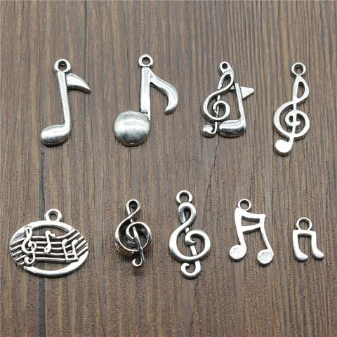 20pcs/lot Charms Musical Note Antique Silver Color Musical Note Charms Jewelry Findings DIY Musical Note Charms Wholesale ► Photo 1/2
