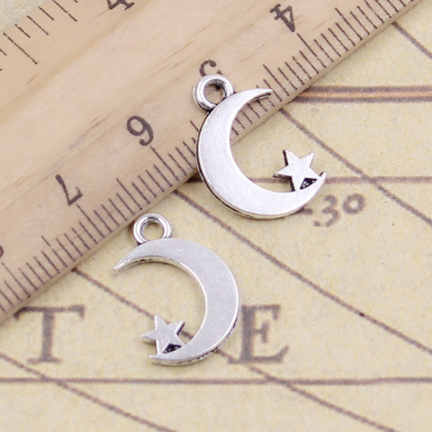 20pcs Charms Double Sided Moon Star 17x11mm Tibetan Bronze Silver Color Pendants Antique Jewelry Making DIY Handmade Craft ► Photo 1/4