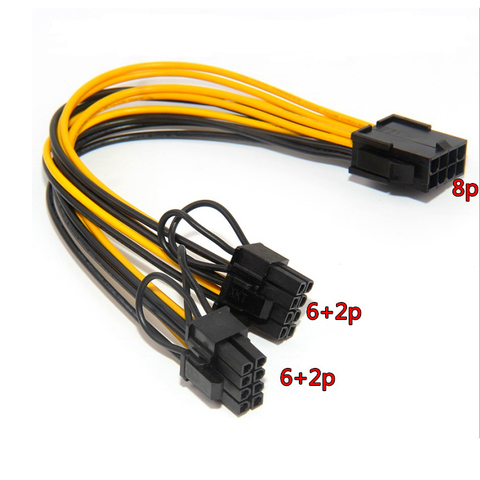 cpu or gpu 8Pin to 2*8pin(6+2) Graphic Card for miner Double PCI-E PCIe 8Pin Power Supply Splitter Cable Cord 21cm ► Photo 1/6