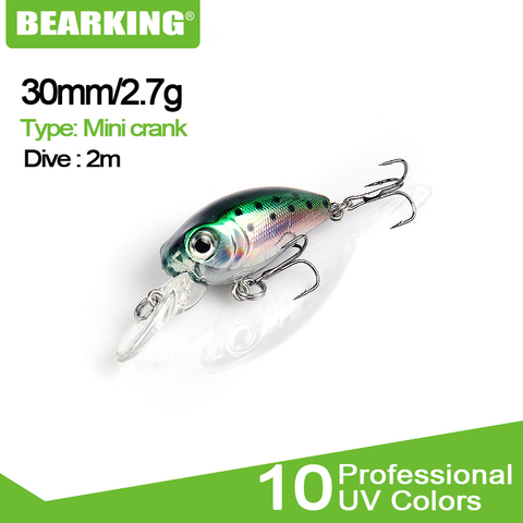 Perfect Bearking fishing lures professional quality crank bait 30mm/2.7g,dive 2m,each lot 5pcs different colors free shipping ► Photo 1/6