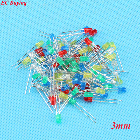 5 colors*20pcs=100PCS 3mm LED Diode Light Emitting Diodes White Yellow Red Green Blue Assorted Kit  DIY Kit ► Photo 1/1