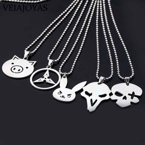 Game Overwatch Stainless Steel Pendant Necklace Beads Chain Choker Necklace for Woman OW Tracer Reaper Genji Charms Jewelry Gift ► Photo 1/6