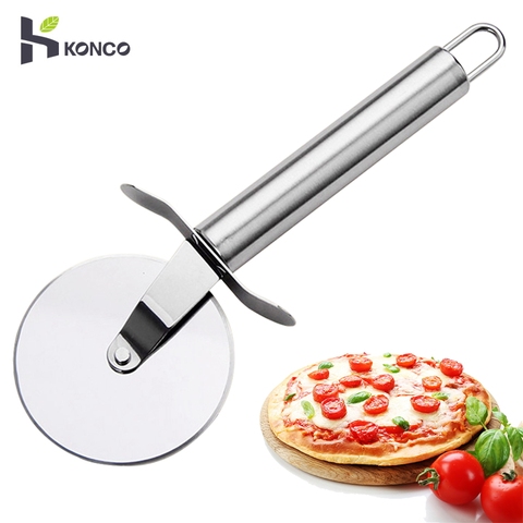 KONCO Stainless Steel Pizza Wheels & Cutter Round Pizza divider & Knife Pastry Pasta Dough Kitchen Tools Baking Cutting Tools ► Photo 1/6