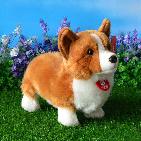 Free shipping 25CM Welsh Corgi Pembroke Plush Toys Simulation Corgis  Stuffed Toy Puppy Dog Soft Toy