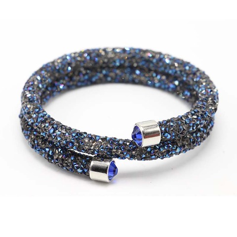 LE SKY Exquisite Single Circle Crystal  Rhinestones Cuff Multi-layer Bracelet Bangles For Women New Fashion Jewelry Gift Bangle ► Photo 1/6