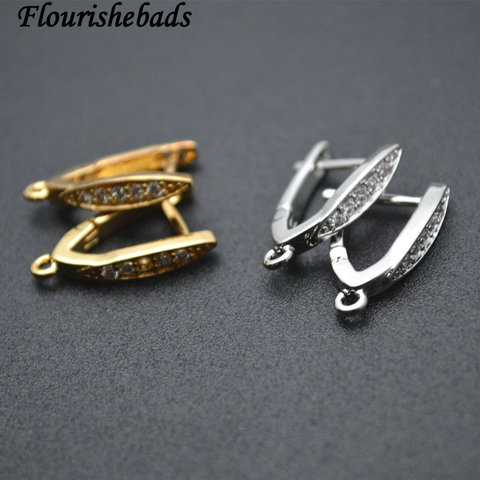 High Quality Metal Triangle Shape Earring Hooks Jewelry Findings Zircon Beads Setting 30pc Per Lot fit Half hole Stones ► Photo 1/6