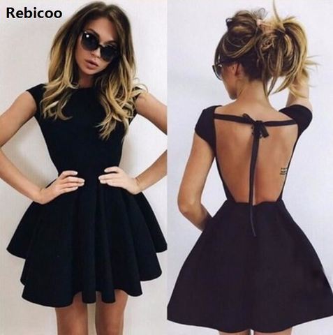 New  Summer Dress Women Sexy Dress Lace Up Hollow Out Backless Short Bodycon A-line Mini Night Club Party Dresses ► Photo 1/6