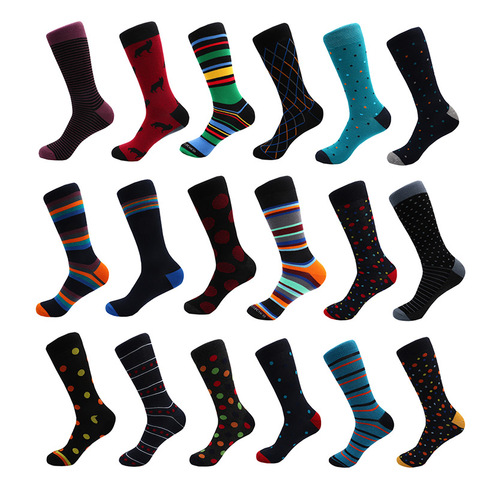 Hot Sale Bamboo Casual Mens  Long Socks New Autumn And Winter Plaid Multi-Color Retro Cotton Dot ► Photo 1/6