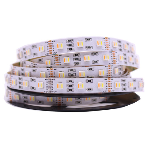 New Arrivals RGB+CCT LED Strip 5050 60led/meter 12v/24volt 5 in 1 chips LED CW+RGB+WW flexible strip White PCB ► Photo 1/6