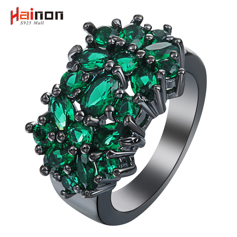 New Flower black Rings for women fashion jewelry gift elegant princess Green Stone czech zircon Engagement Ring factory Price ► Photo 1/6