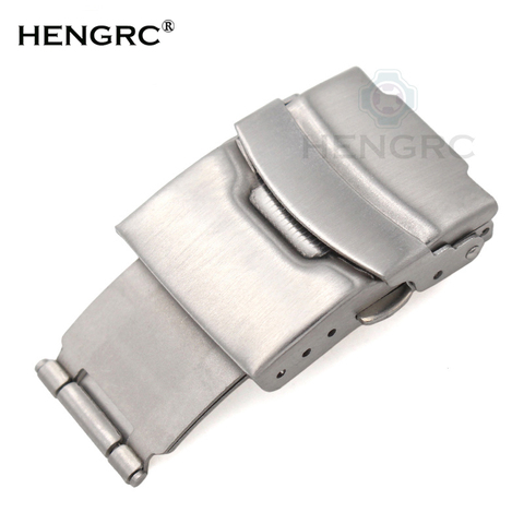 HENGRC Stainless Steel Watch Buckle 18 20 22 24mm Men Watchband Strap Silver Metal Insurance Deployment Clasp Accessories ► Photo 1/6