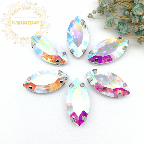 Best-selling! Crystal AB horse eye shape Glass Crystal sew on rhinestones with claw Diy shose accessories Free shipping ► Photo 1/5