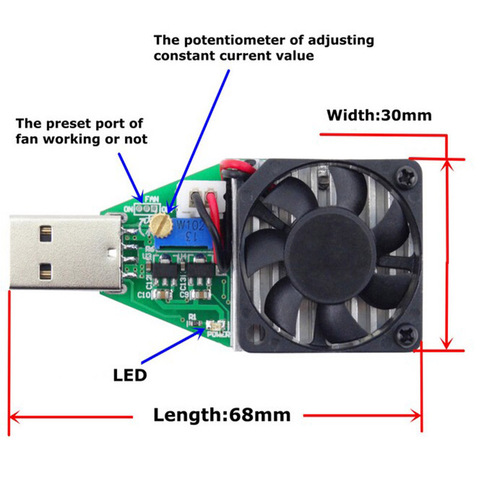 DC 3.7~13V Electronic Load Resistor USB 15w Adjustable Current Interface Discharge Battery Test Capacity With Fan ► Photo 1/1