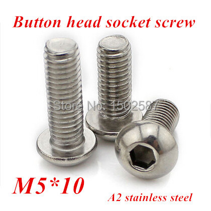 100pcs/lot M5*10 Bolt A2-70 ISO7380 Button Head Socket Screw/Bolt SUS304 Stainless Steel M5X10mm allen socket head screw ► Photo 1/3