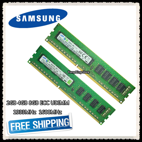 Samsung DDR3 2GB 4GB 8GB 1333MHz 1600MHz Pure ECC UDIMM server memory 2RX8 8G PC3L-12800E workstation RAM 10600 12800 Unbuffered ► Photo 1/5