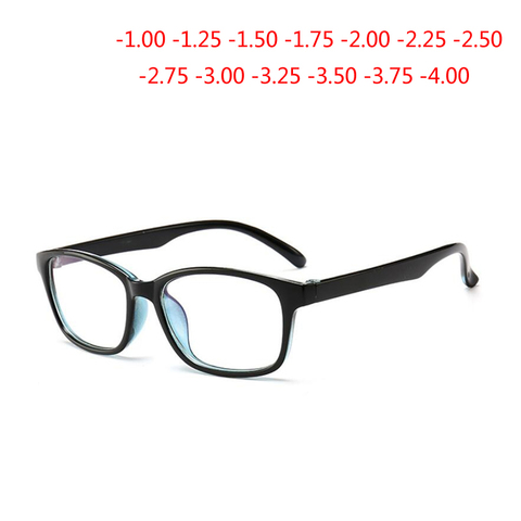 -1.00 -1.25 -1.50 -1.75 -2.00 -2.25 To -4.0 Finished Myopia Glasses Women Men Short-sight Eyewear Outer Black Inner Blue Frame ► Photo 1/6