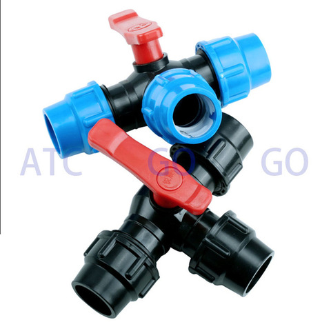 gogo 20 32 40 50mm PE quick access Tee three way valve quick connector water pipe fittings Plastic quick ball valve switch ► Photo 1/1
