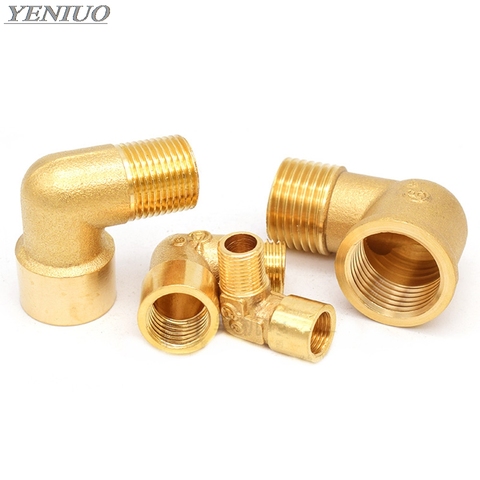 Buy Online 1 8 1 4 3 8 1 2 3 4 1 Female X Male Thread 90 Deg Brass Elbow Pipe Fitting Connector Coupler For Water Fuel Copper Adapter Alitools