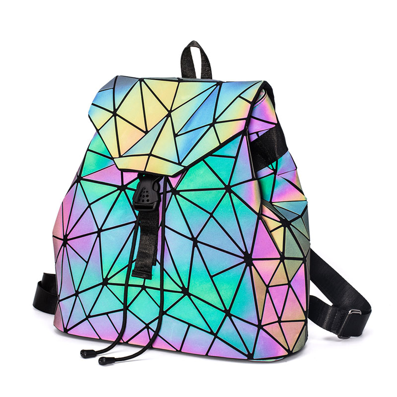 Mini Geometric Pattern Pu Fashion Backpack School Bag Bookbag For