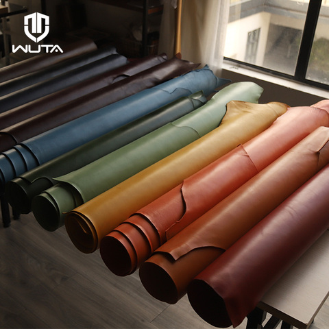 WUTA 13x26cm Full Grain Cowhide Waxed Bull Vegetable Tanned Leather Piece DIY Genuine Leather Material-12Color Available ► Photo 1/5