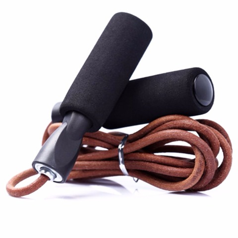 Professional Cowhide Jump Rope Crossfit Fitness Boxer Training Skipping Rope Weightloss Workout Excercise Boxing MMA Jumprope ► Photo 1/6