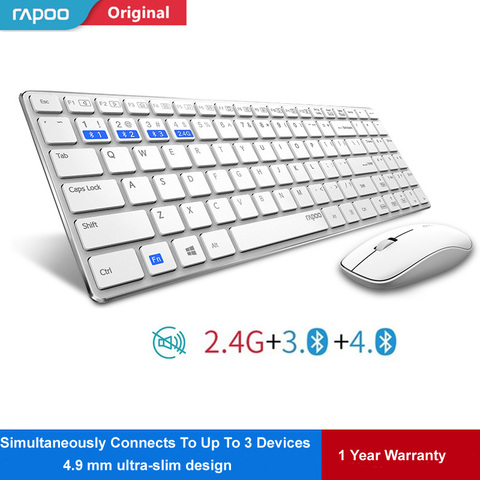 Rapoo 9300M Multi-mode Wireless Keyboard Mouse Combo,Easy-switch Bluetooth & 2.4G,Connects to 3 Devices,Slim Al alloy keypadbase ► Photo 1/6