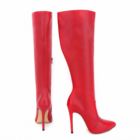LOSLANDIFEN 2022 Winter Over The Knee Women Boots Leather Sexy High Heels Slip on Shoes Pointed Toe Woman Long  Size 35-42 ► Photo 1/6