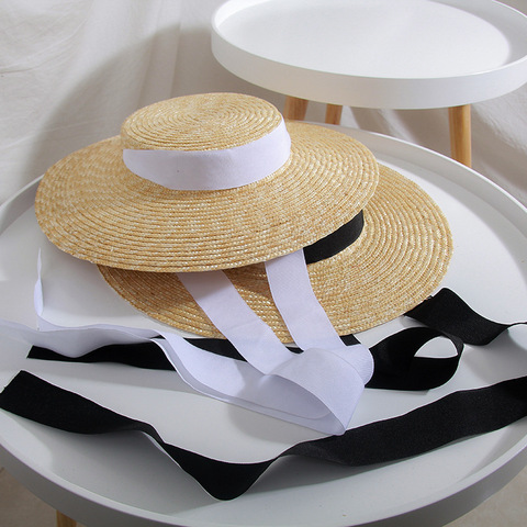 01811-HH7208 summer natural handmade paper Designer style leisure beach LONG ribbon lady fedoras STRAW cap  women PAPER hat   ► Photo 1/5