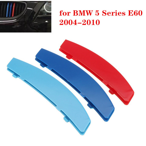 3pcs Car 3D M Styling Front Grille Trim Strip Cover Bumper Stripes Cover Stickers for BMW 5 Series E60 2004-2010 Car Accessories ► Photo 1/6