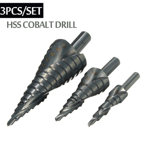 3PCS/SET 4-32MM HSS Cobalt Step Stepped Drill Bit Set Nitrogen High Speed Steel Spiral For Metal Cone Triangle Shank Hole ► Photo 1/6