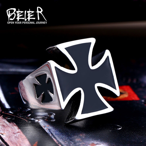 Beier new store 316L Stainless Steel ring top quality World War II Iron German Cross Man's  fashion Jewelry LLBR8-220R ► Photo 1/6