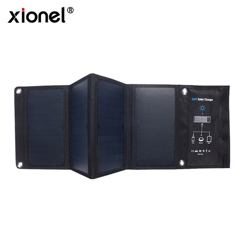 Xionel Portable 28W Foldable Waterproof Fast Charging Solar Panel Charger Mobile Power Bank 3 USB Port Outdoor ► Photo 1/6