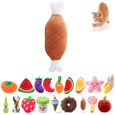 Kapmore Cat Dog Plush Toys Cartoon Cute Fruit Food Shape Bite Resistant Squeaky Toy Pet Chew Toy Pet Interactive Supplies ► Photo 1/6