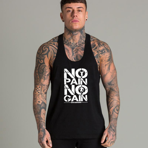 No Pain No Gain Gym Clothing Bodybuilding Stringer Tank Top Men Muscle Y Back Fittness Sleeveless Shirt Man Cotton Tanktop ► Photo 1/6