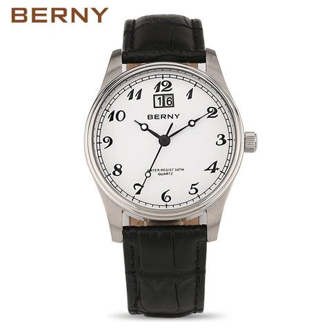 BERNY Antique Watches Men Luxury Brand Famous Montres Hommes Date Male Quartz-Watch Fashion Casual Leather Analog Watches 2702M ► Photo 1/1