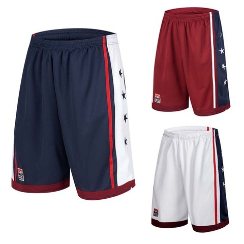 NEW 2022 Summer Outdoor USA Team Basketball Shorts Male Athletic Gym Sport Running Knee Length elastic loose Plus size M-3XL HOT ► Photo 1/6
