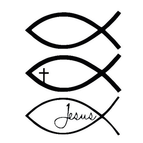 14*10CM JESUS FISH Car Stickers And Decals Fun Fish Cross Car Stickers Motorcycle Car Styling Black/Silver C1-0119 ► Photo 1/2