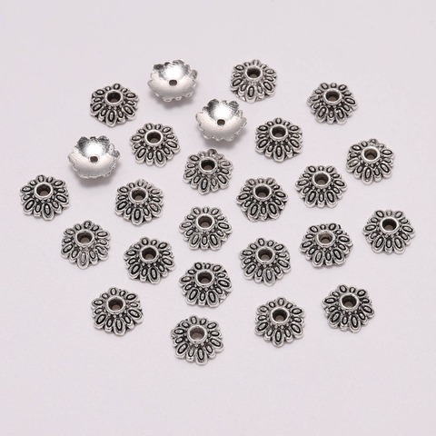50pcs/Lot 8mm 12 Petals  Round Flower Beads Caps End Receptacle Flower Torus Spaced Apart Bead Caps For DIY Jewelry Making ► Photo 1/4