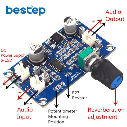 PT2399 Microphone Reverberation Board Effect Super M65831 Mono Amplifier Preamp Reverb DC Single Power Supply ► Photo 1/5