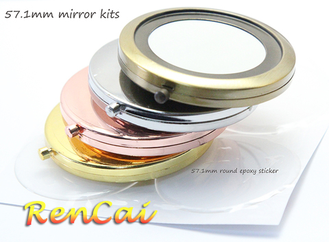 10kits 57.1mm Metal Blank Mirror Compact Double Side Pocket Mirror Portable Makeup Mirror For Girls Beauty Tool (Mirror+Epoxy) ► Photo 1/6
