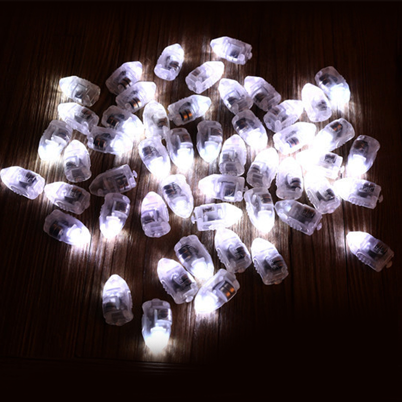50pcs LED Lamp Lights White Balloons Paper Lantern Balloon Wedding Party Decor 