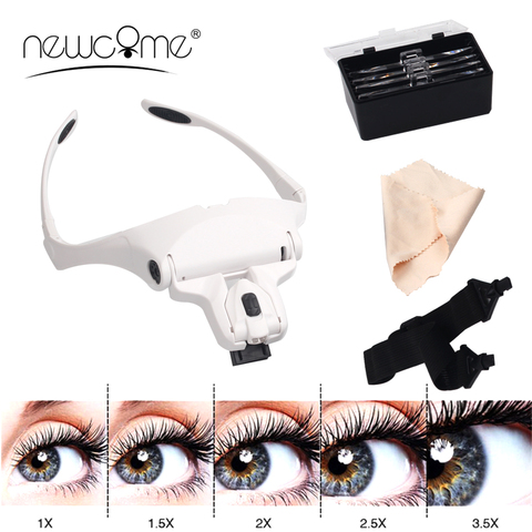 NEWCOME 5 Lens Adjustable Magnifier Eyelash Extension LED Headband Lights Lamp Eyelash Grafting Repair Tattoo Makeup Tools ► Photo 1/6
