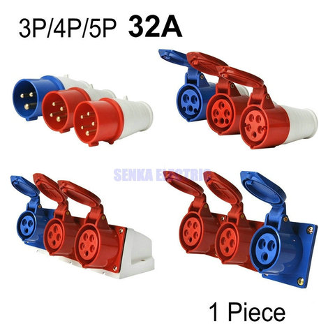 32A 3P/4P/5P IP44 Waterproof Male Female Electrical Connector Power Connecting Industrial Plug Socket ► Photo 1/3