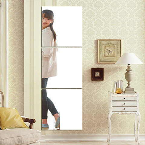 Details about   Mirror Self-adhesive Stickers Square Sticker Crystal Wall Paper Diy 3D Living Ro
