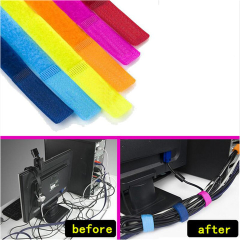 Bobbin winder Cable Wire Organiser Management Marker Holder magic tape Ties Cord Lead Straps TV Computer Cable 180x20mm 8 Colors ► Photo 1/6