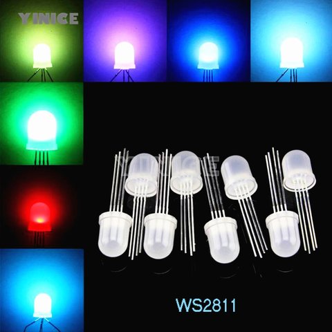 DC5V Diffused round hat RGB LED with WS2811 PL9823 APA106 chipset inside,5mm 8mm Neo pixel Arduino led chips RGB full color ► Photo 1/6